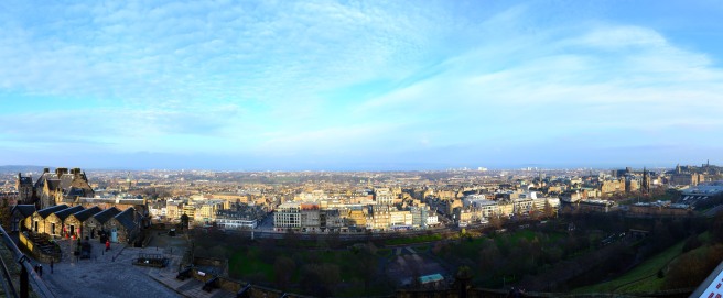 The view of Edinburgh from the top of the castle