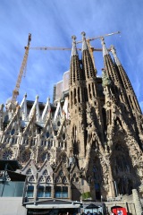 The outside of La Sagrada Familia. You can see the cranes still working on the construction